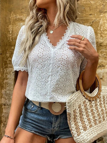 Weißes Spitzen-T-Shirt - Sophie