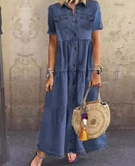 Blaues Jeanskleid mit Gürtel - Anna