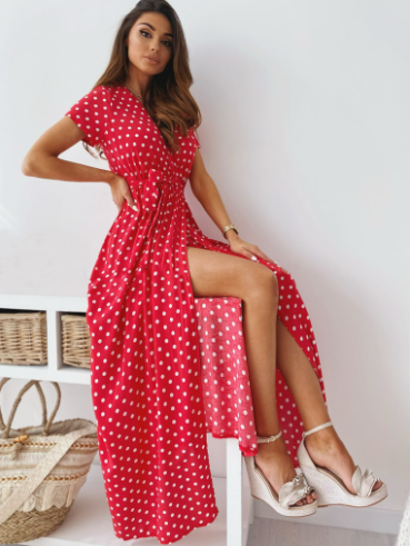 Blaues Wickelkleid mit Polka Dots - Marie