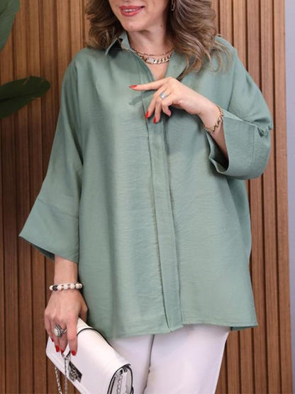 Dunkelblaue Lockeres Hemd mit Reverskragen - Mia