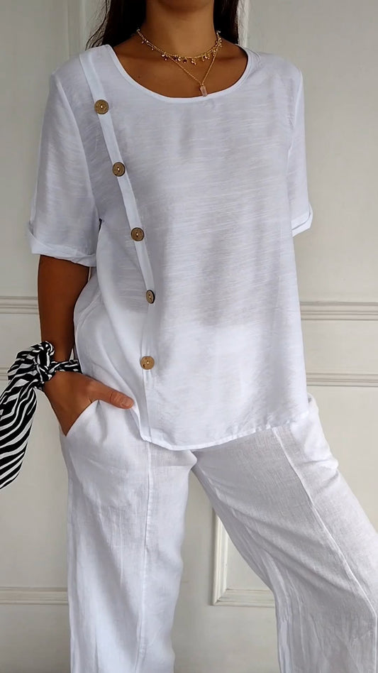 Annika - Weißes Knopfleisten-Set