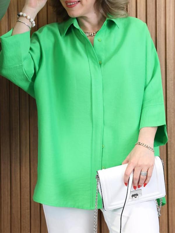 Dunkelblaue Lockeres Hemd mit Reverskragen - Mia