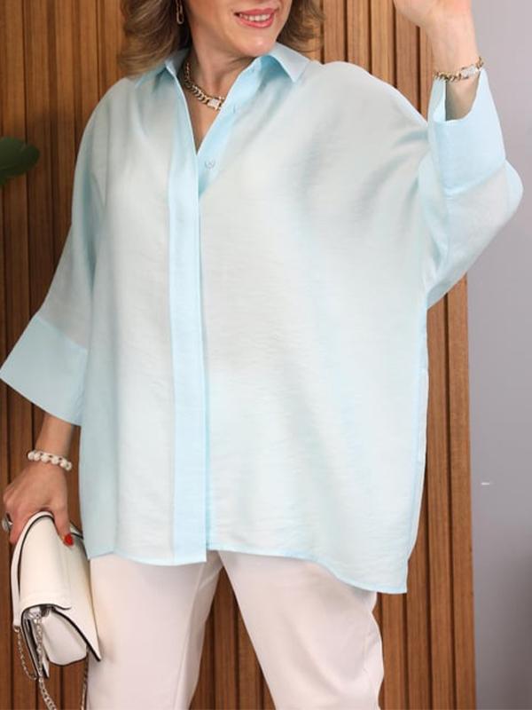 Dunkelblaue Lockeres Hemd mit Reverskragen - Mia