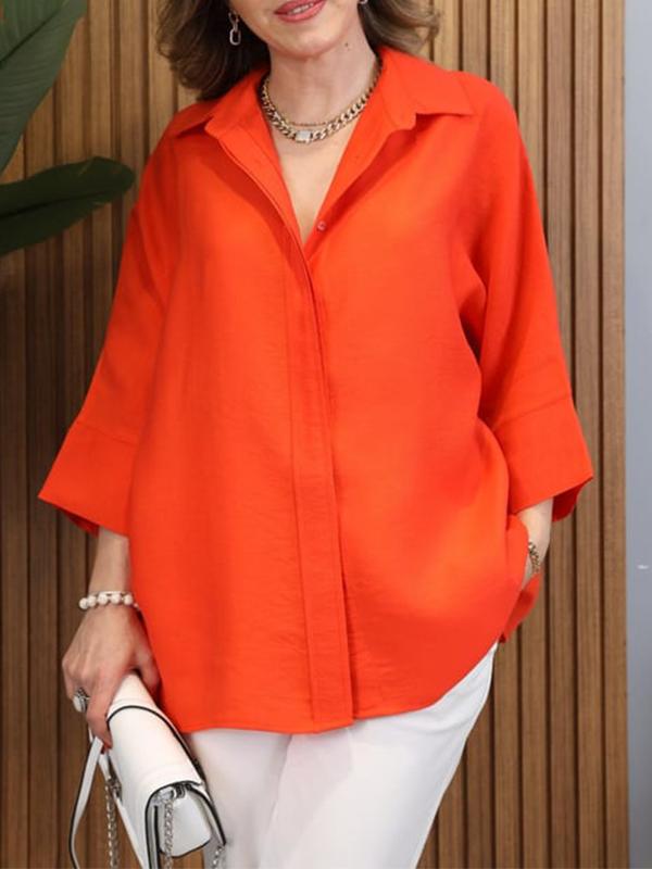 Dunkelblaue Lockeres Hemd mit Reverskragen - Mia