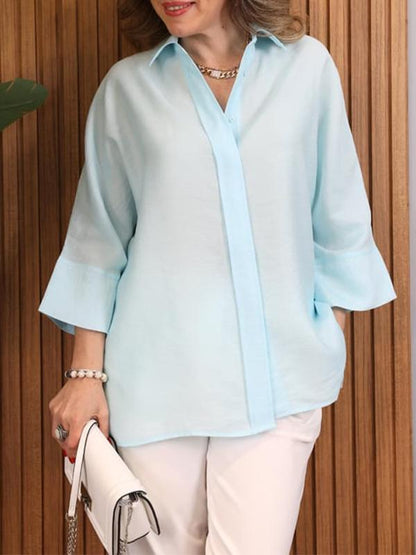 Dunkelblaue Lockeres Hemd mit Reverskragen - Mia