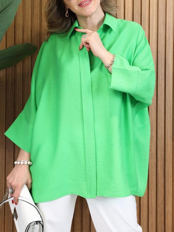 Dunkelblaue Lockeres Hemd mit Reverskragen - Mia