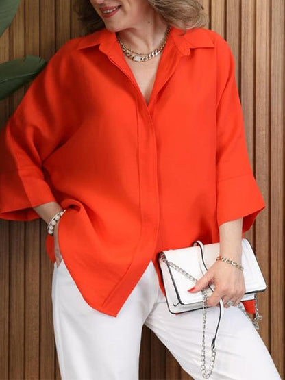 Dunkelblaue Lockeres Hemd mit Reverskragen - Mia