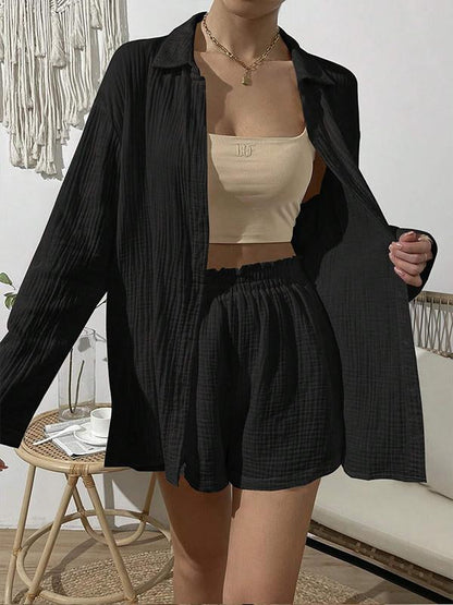 Eva - Weißes Shirt-Shorts-Ensemble