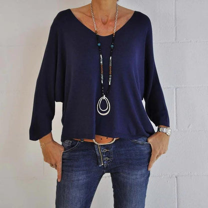 Elena - Blaue Cashmere Bluse