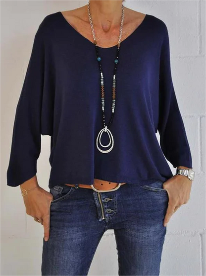 Elena - Blaue Cashmere Bluse