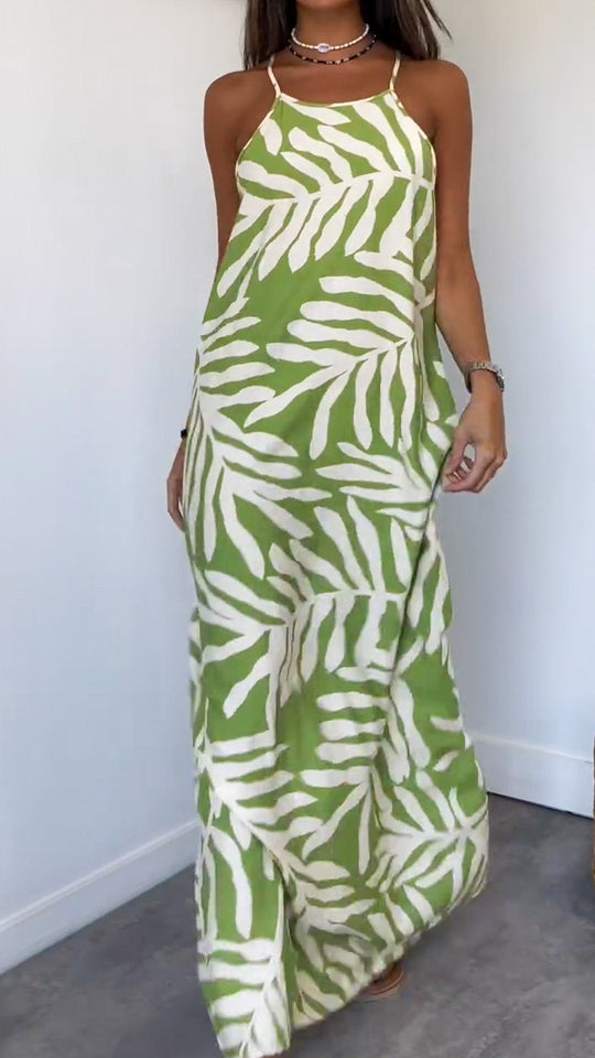 Luftiges maxikleid im tierfelldesign