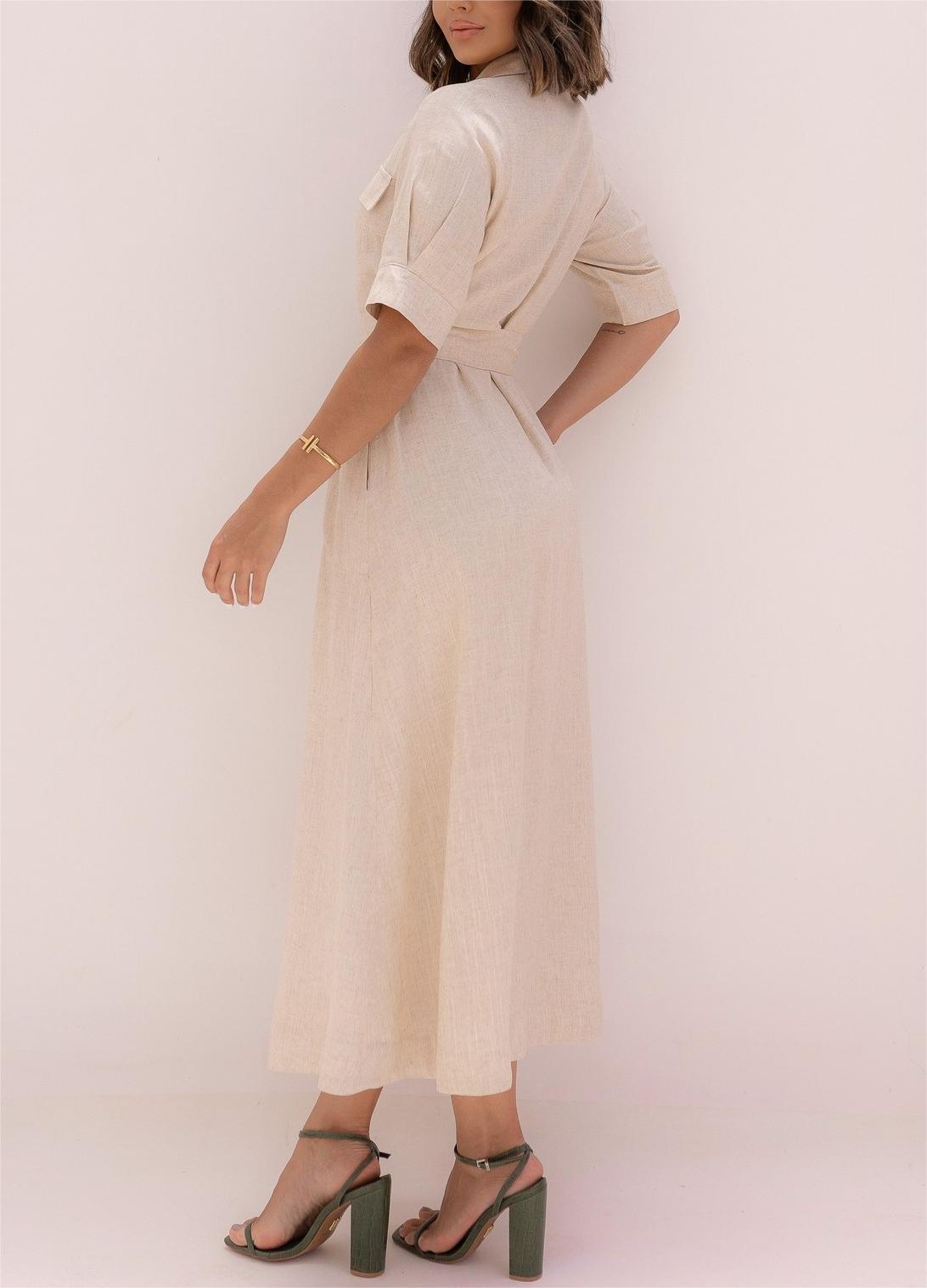 Clara - Elegantes Maxi-Hemdkleid in Natur