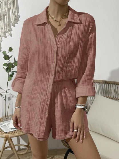 Eva - Weißes Shirt-Shorts-Ensemble