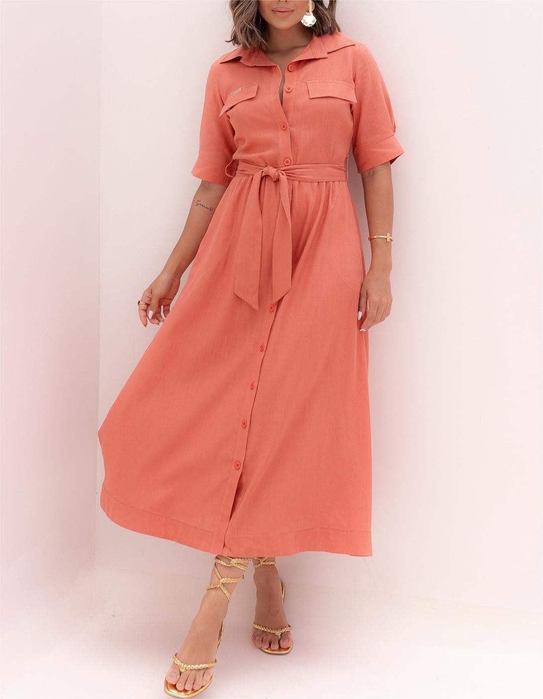 Clara - Elegantes Maxi-Hemdkleid in Natur