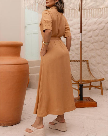 Clara - Elegantes Maxi-Hemdkleid in Natur