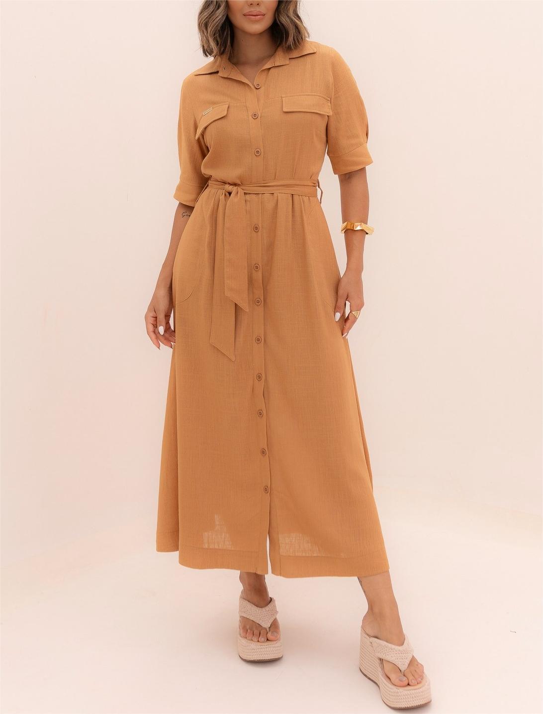 Clara - Elegantes Maxi-Hemdkleid in Natur