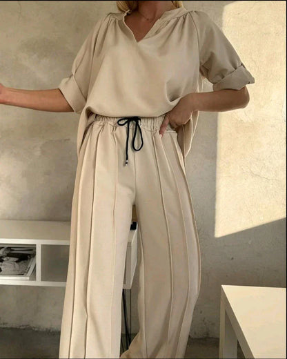 Zoe Elegantes Schwarz-Beiges Set