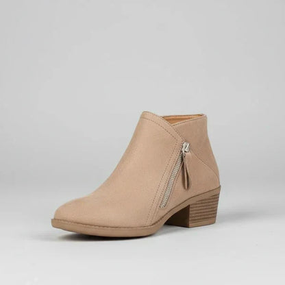 Damen-ankle-boots mit niedrigem absatz und seitlichem reißverschluss – damen