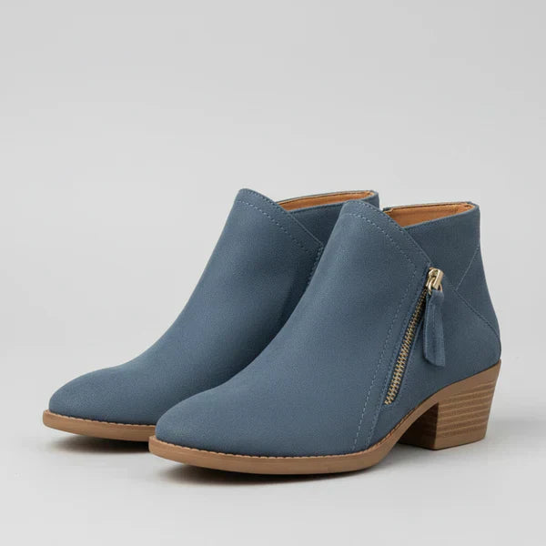 Damen-ankle-boots mit niedrigem absatz und seitlichem reißverschluss – damen