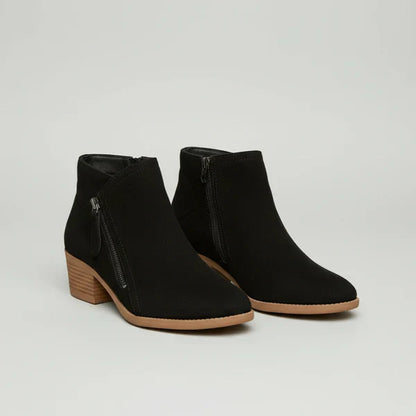Damen-ankle-boots mit niedrigem absatz und seitlichem reißverschluss – damen