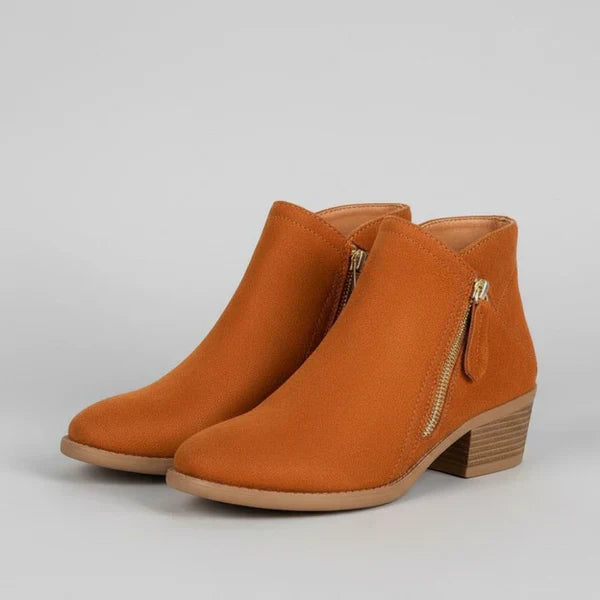 Damen-ankle-boots mit niedrigem absatz und seitlichem reißverschluss – damen