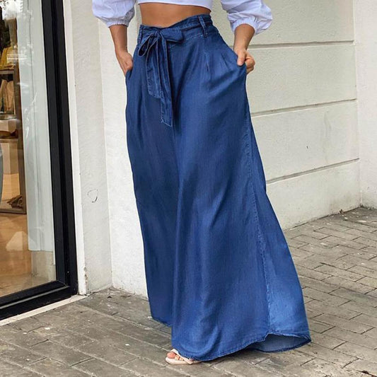Johanna - Blaue Maxi-Stoffhose