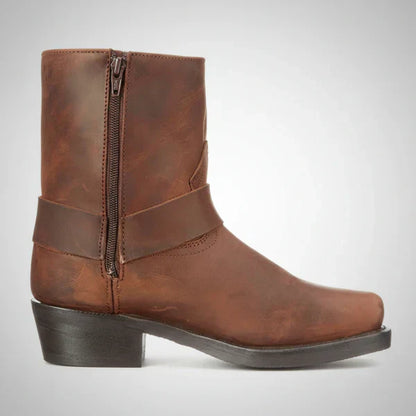 Herren-cowboystiefeletten mit lederriemen, biker-stil – herren