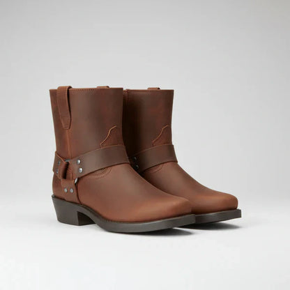 Herren-cowboystiefeletten mit lederriemen, biker-stil – herren