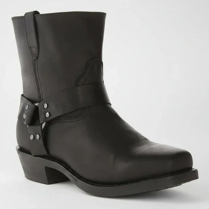 Herren-cowboystiefeletten mit lederriemen, biker-stil – herren