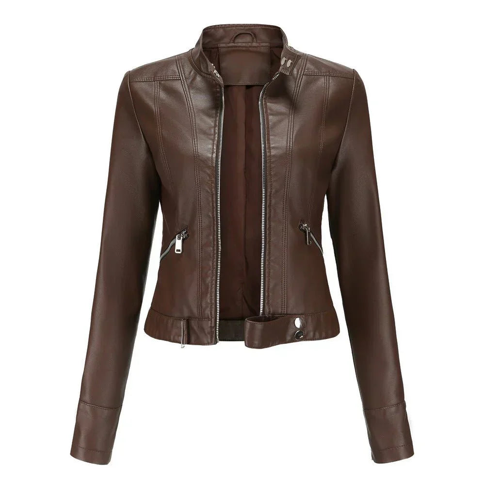 Elegante damen-bikerjacke mit taillierter passform