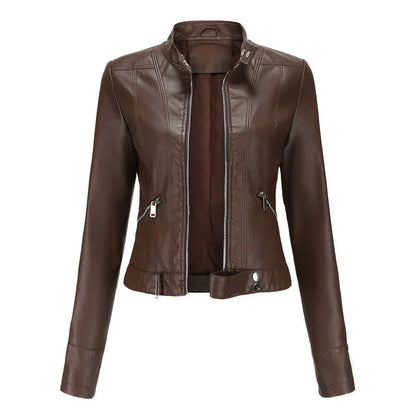 Elegante damen-bikerjacke mit taillierter passform