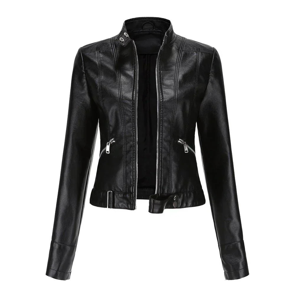 Elegante damen-bikerjacke mit taillierter passform
