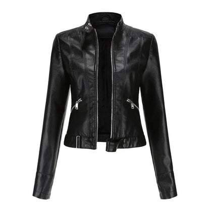 Elegante damen-bikerjacke mit taillierter passform