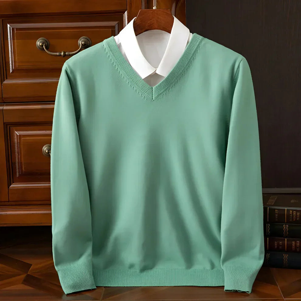 Herren-strickpullover mit v-ausschnitt und langen ärmeln – herren