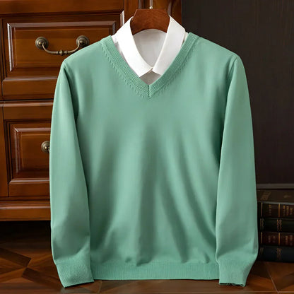 Herren-strickpullover mit v-ausschnitt und langen ärmeln – herren