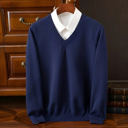 Herren-strickpullover mit v-ausschnitt und langen ärmeln – herren