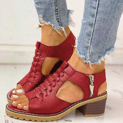 Braune Sandalette mit Blockabsatz - Elena