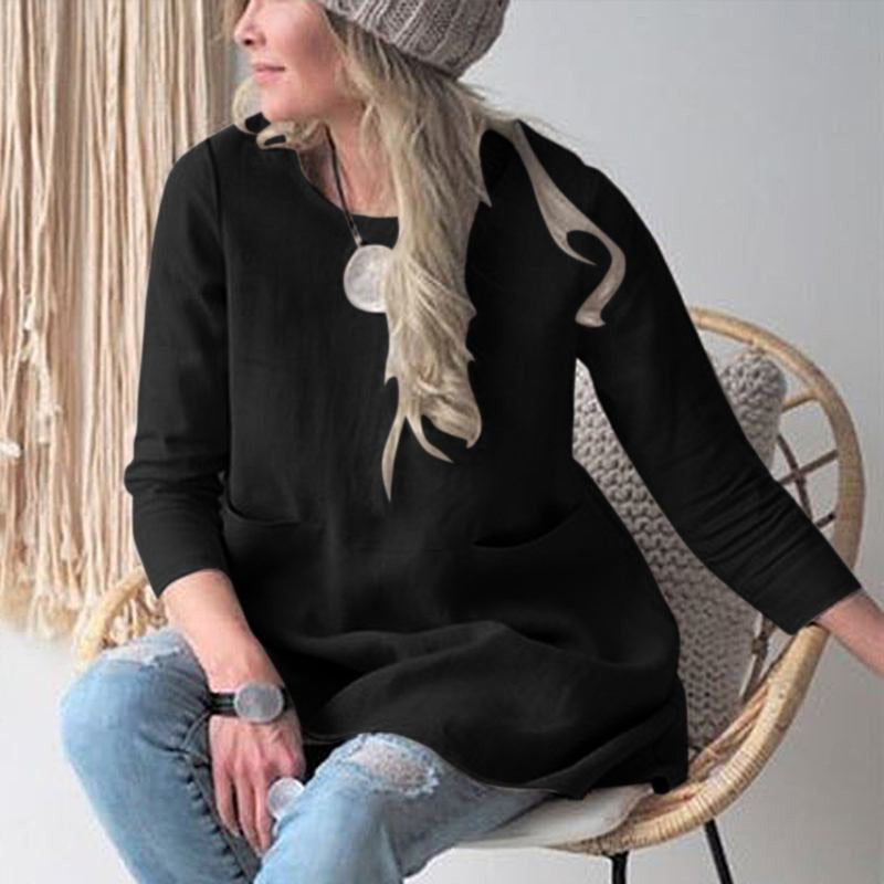 Schwarze Lockere Tunika mit 3/4-Ärmeln - Clara