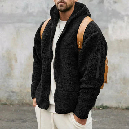 Herren-sherpa-fleecejacke, warm und kuschelig, mit reißverschluss – herren