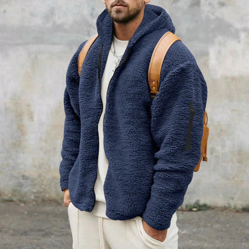 Herren-sherpa-fleecejacke, warm und kuschelig, mit reißverschluss – herren