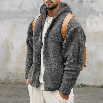 Herren-sherpa-fleecejacke, warm und kuschelig, mit reißverschluss – herren