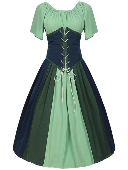 Amaris | dirndl kleid mit farbkeil-design und schnürkorsage für frauen
