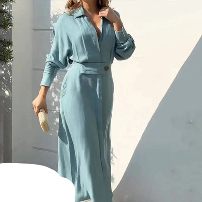 Blaues Wickelkleid Maxi - Emma