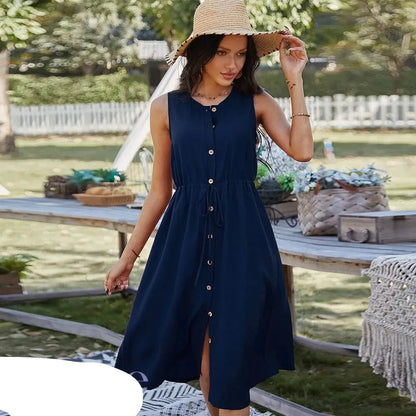 Fliederfarbenes Knopfkleid - Lena