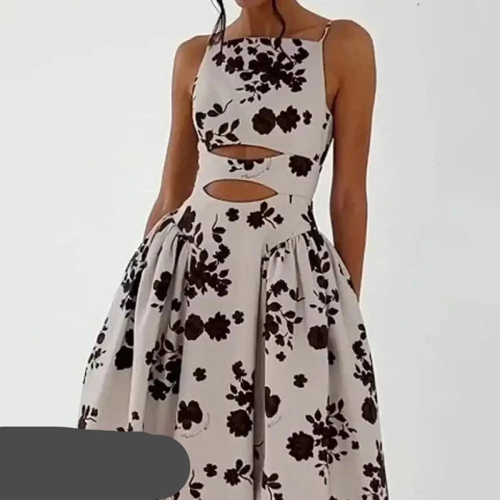 Braunes Blumenmuster Kleid - Helene