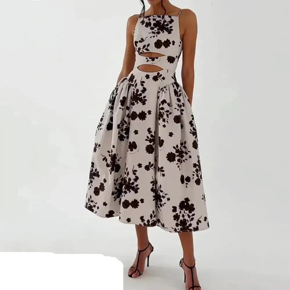 Braunes Blumenmuster Kleid - Helene