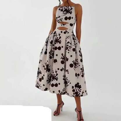 Braunes Blumenmuster Kleid - Helene