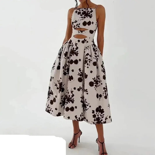 Braunes Blumenmuster Kleid - Helene