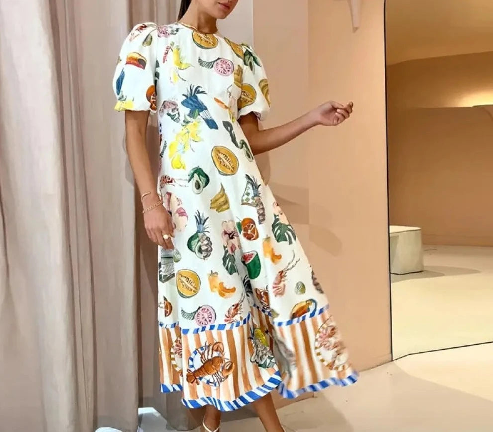 Buntes Frucht-Maxikleid - Sophia