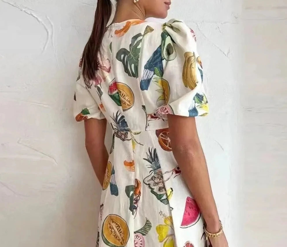 Buntes Frucht-Maxikleid - Sophia